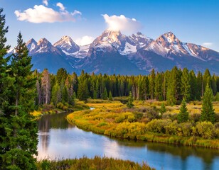 Mountainous landscape at dawn