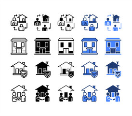 Broker, Commercial, Insurance, Deal, multiple style icon set.