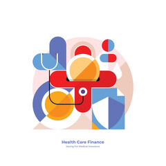 Saving for medical and health insurance costs with secure protection. Family healthcare insurance and coverage plans with policy documents