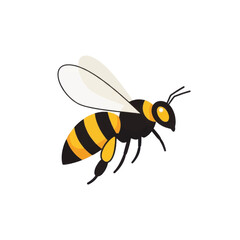 Cute cartoon bee flying on a white background.