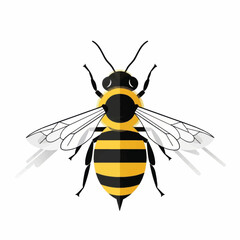 Detailed illustration of a bee with black and yellow stripes.