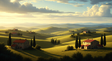 Obraz premium Tuscan Hills at Sunrise