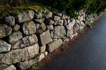 section of old stone wall outdoors