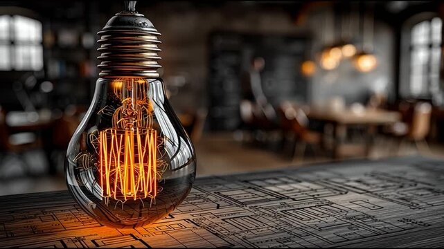 Vintage edison bulb interior scene