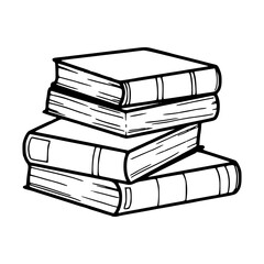stack of books outline drawing