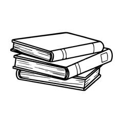 stack of books outline drawing