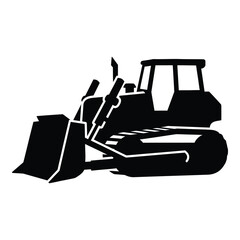 Silhouette of a heavy duty construction bulldozer ready for earthmoving and site preparation tasks silhouette