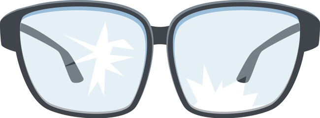 Stylish eyeglasses with cracked lenses illustrating vision impairment and the need for repair or replacement