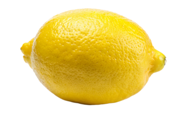 Bright yellow lemon fruit isolated studio shot clean cutout no background no shadow isolated on transparent background