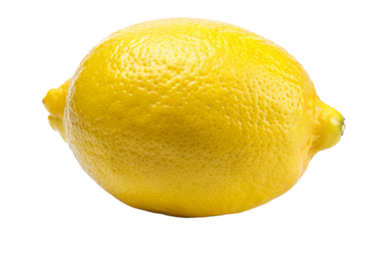 Bright yellow lemon fruit isolated studio shot clean cutout no background no shadow isolated on transparent background