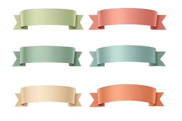 Set of six decorative ribbons in muted colors