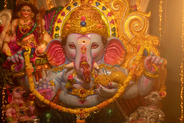 The mighty lord Ganesh during Ganesh Chaturthi festival in India