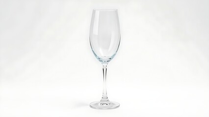 Obraz premium Elegant crystal wine glass with a delicate stem, beautifully lit against a white background.