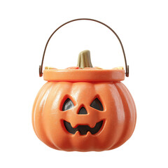 Halloween Pumpkin Bucket with 3D Render, and Trick or Treat.