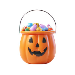Halloween Pumpkin Candy Bucket with 3D Render. (1)