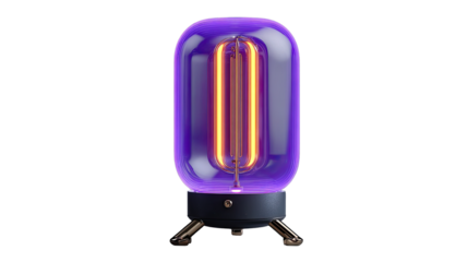 Purple glass lamp with glowing filament