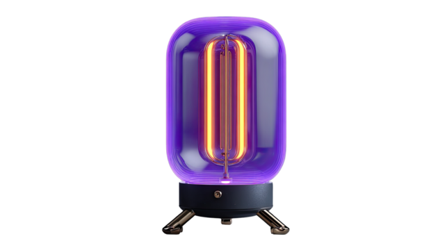 Purple glass lamp with glowing filament - Powered by Adobe