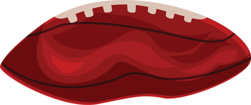 Red american football ball with white stitches, lying horizontally, ready for the big game