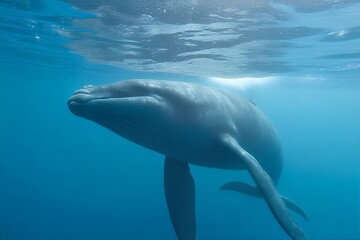 Naklejka premium Underwater Portrait of a Humpback Whale