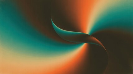Swirling abstract gradient of teal orange and brown with soft light background