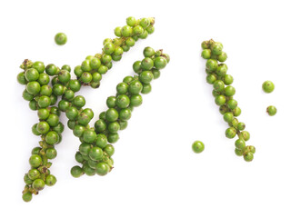 Green peppercorn isolated on white background