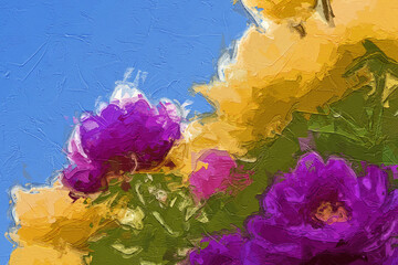 Various oil paintings, flowers, roses, peonies, scenic streams, plum blossoms, tulips