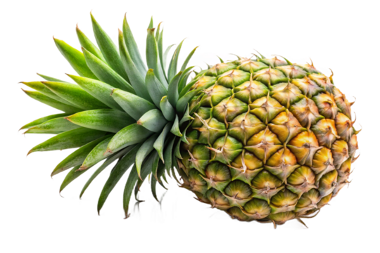 Fresh ripe pineapple isolated for tropical food and beverage designs isolated on transparent background