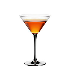 Martini glass with amber liquid, isolated on transparent background
