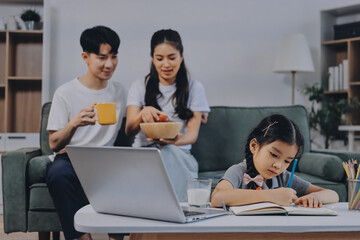 Family spends their free time together