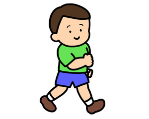 笑顔で歩く男の子