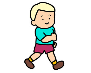 笑顔で歩く男の子