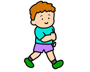 笑顔で歩く男の子