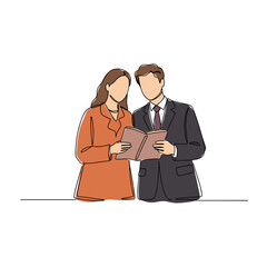 Man and woman reading together in casual clothing indoors  