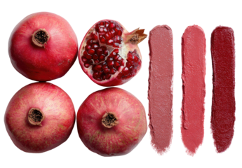 Pomegranate and lipstick swatches