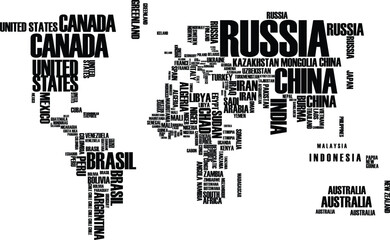 map of the world names