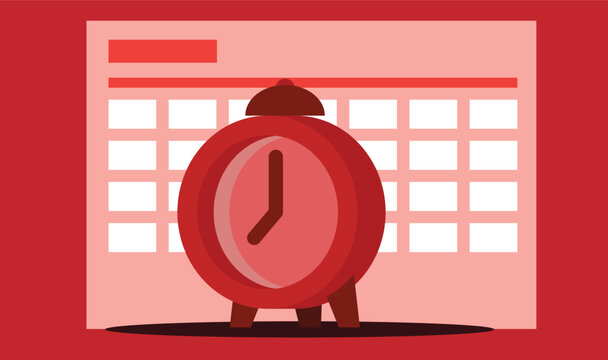illustration of time management elements including a calendar and alarm clock, representing productivity, planning, scheduling, and effective organization