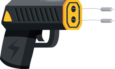 Black and yellow taser emitting an electrical charge, ensuring personal safety