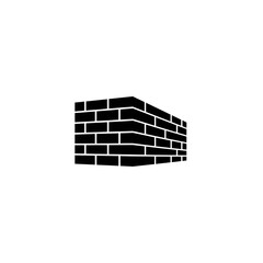 Black brick walls in volumetric rectangle shape, geometric style, vector illustration. Construction and building concept