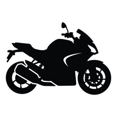Fototapeta premium Sleek black silhouette of a modern sport motorcycle in dynamic profile view silhouette
