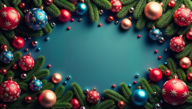 Decor made from Christmas and New Year paraphernalia in the form of tree ornaments and branches. 