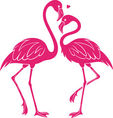 Obraz premium Pink Flamingo Love Vector illustration Silhouette. Pink flamingo on white background.