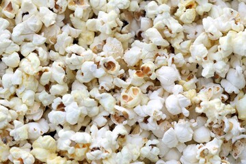Popcorn texture background. Big amount of popcorn as pattern