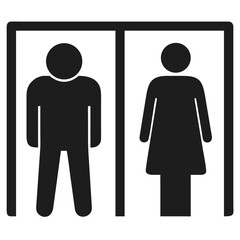 Black icons of male and female figures for restroom sign toilet sign gender sign