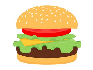 Classic cheeseburger with lettuce tomato and sesame seed bun