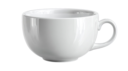 White ceramic mug with rounded shape