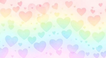 Pastel Rainbow Hearts Background Image.