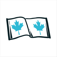 Canadian Flag Simplified Maple Leaf Icon National Flag of Canada Day Simplified maple leaf inside a double border rectangle flag motif in stark black