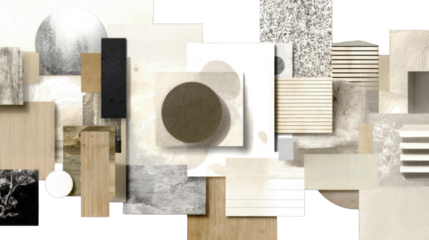 Abstract composition of various textures and shapes in muted tones