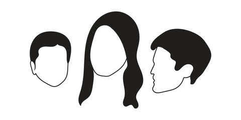 human face icon set line art