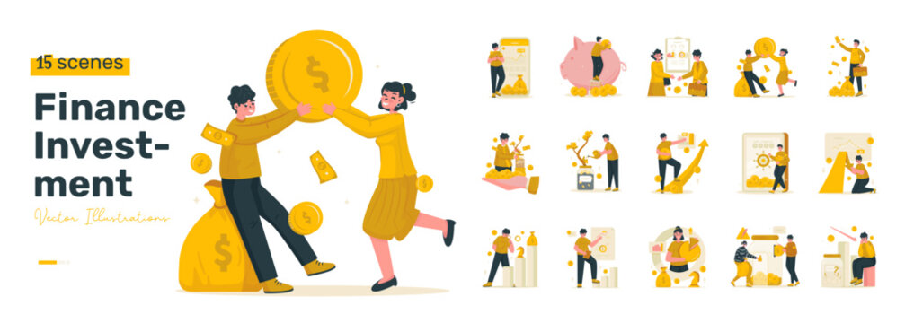 Finance and Investment Vector Illustration Set